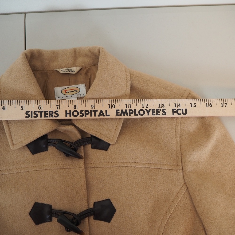 Vintage Talbots Camel Hair Jacket Women's Size 6 Petite Toggle Pea Coat Italy - Picture 11 of 15